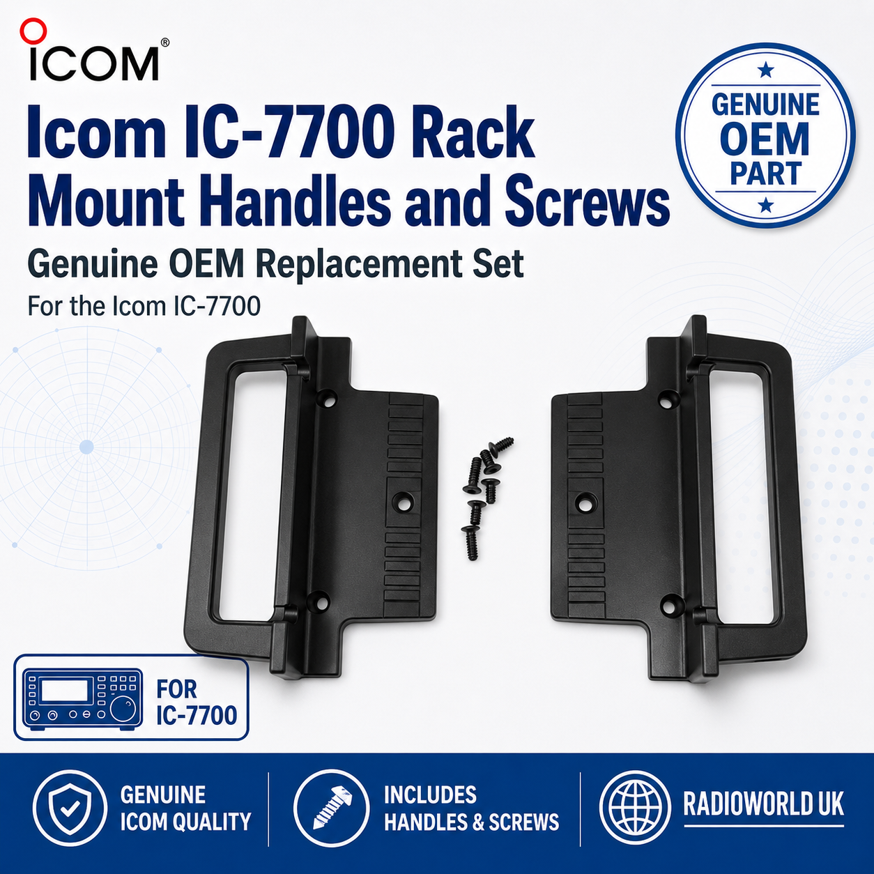 Icom IC‑7700 Rack Mount Handles and Screws – Genuine OEM | Radioworld UK