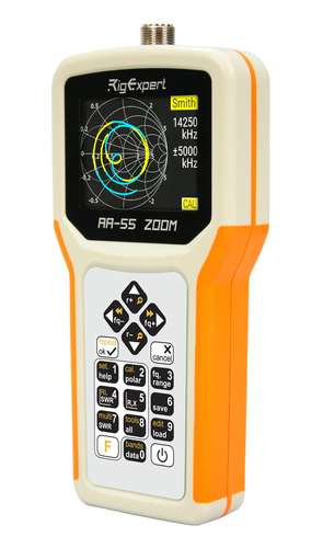 Rigexpert aa-55 zoom antenna analyzer - range of 60 khz to 55 mhz. A built-in zoom capability - measuring cable loss and characteristic impedance.