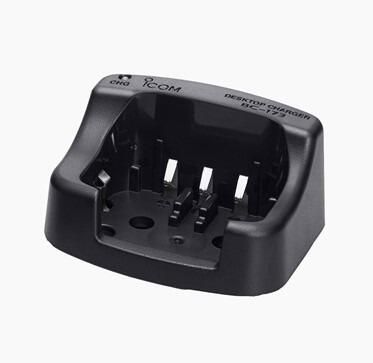 Icom BC-173 slow charger pod is compatible with the IC-M31, IC-M33, and IC-M35 radios.
