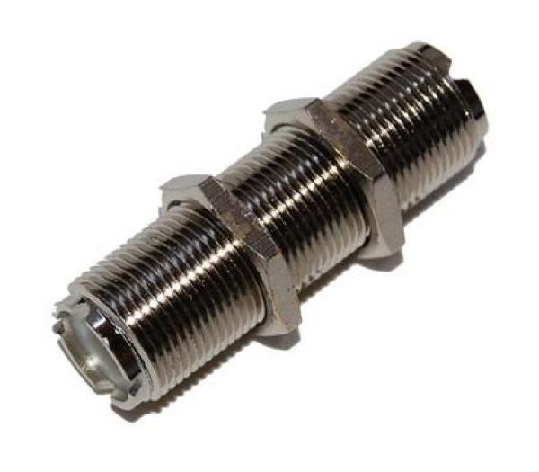 SO239 UHF double female bulkhead coupler with locking nuts for panel mounting