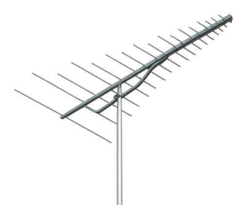 Radioworld UK LogPer Combi antenna – 24-element log-periodic array for 130–1300 MHz amateur and commercial radio applications
