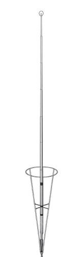 “High‑gain CB antenna with symmetrical design and conical support frame”