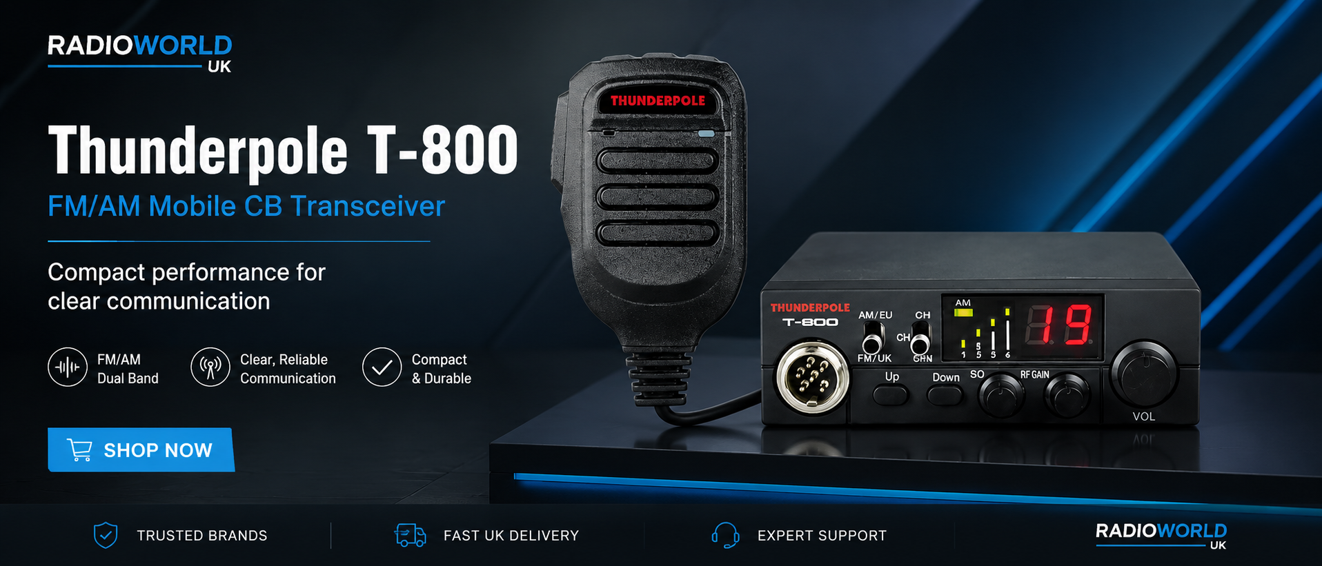 Thunderpole T‑800 mobile CB radio front view