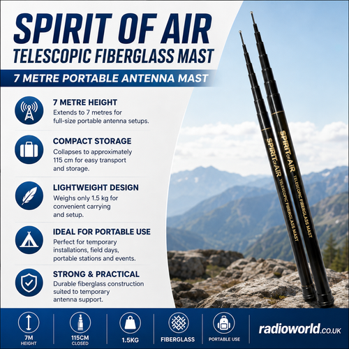 spirit of air 7m telescopic fibreglass pole mast portable antenna support radioworld uk