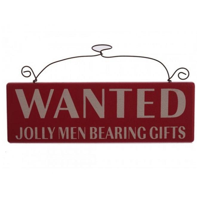 Red Jolly Men Wanted Wooden Wall Plaque