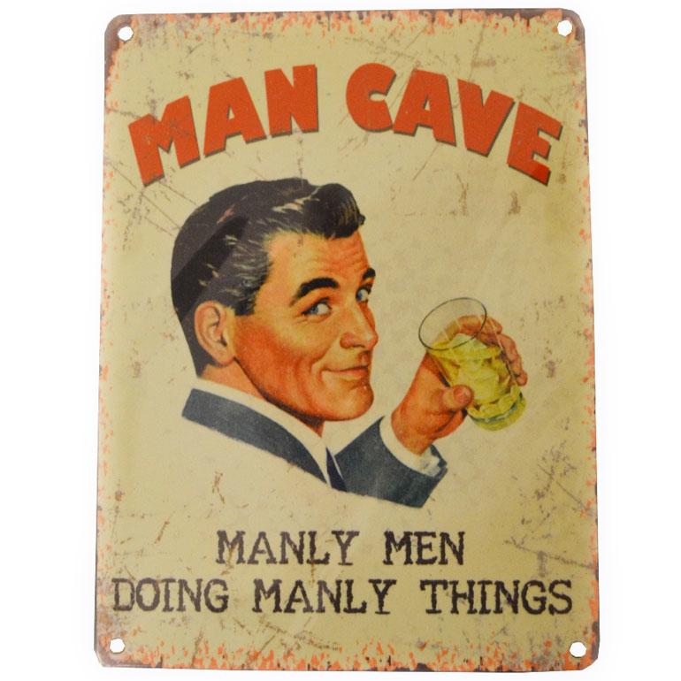 Metal Man Cave Hanging Wall Plaque