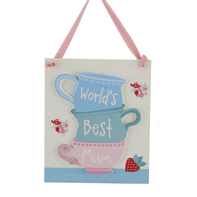 Worlds Best Mum Wooden Hanging Plaque