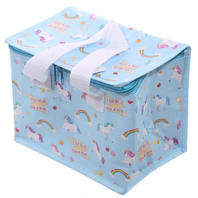 Blue Unicorn and Rainbow Insulated Lunch Bag