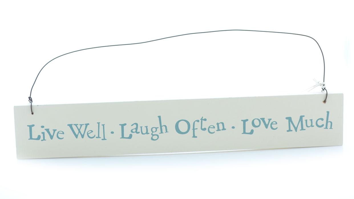 Live Well Slim White Wooden Wall Plaque