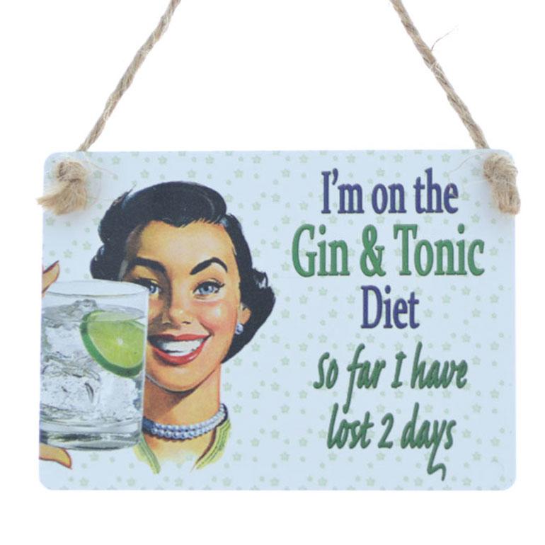 Mini Metal Plaque On the Gin and Tonic Diet