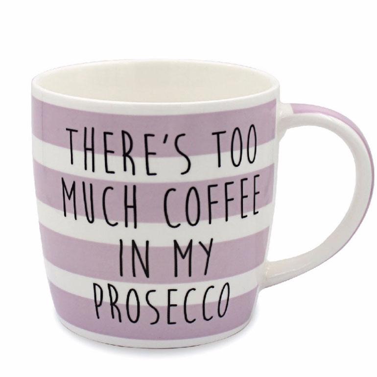 Purple Striped Fine China Mug Too Much Coffee