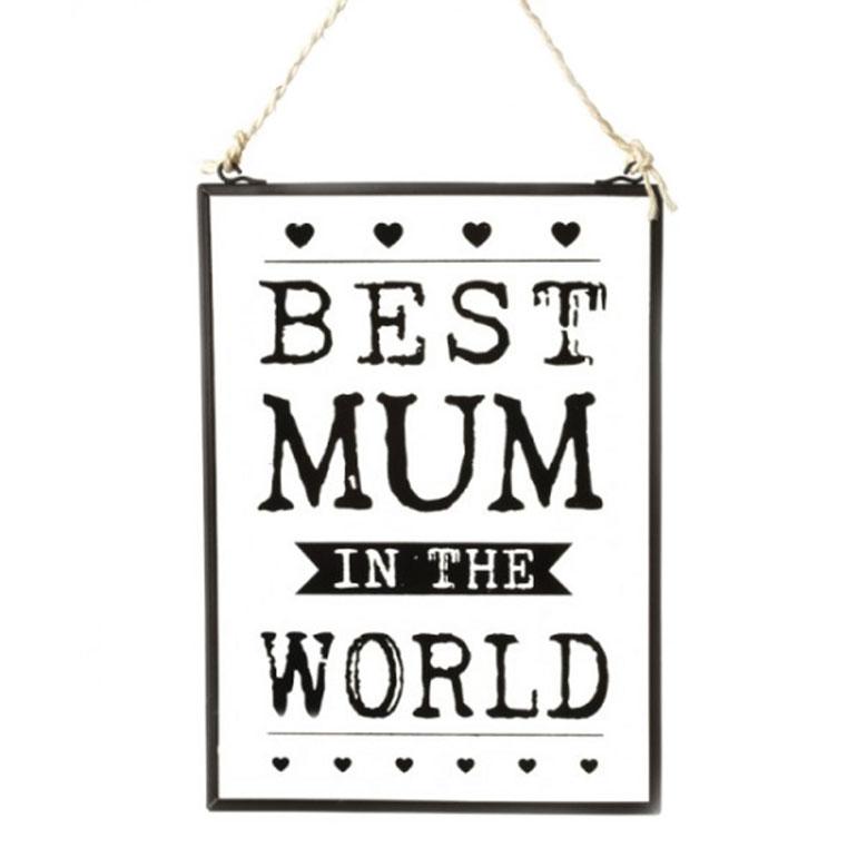Best Mum Vintage Glass Wall Hanging Plaque