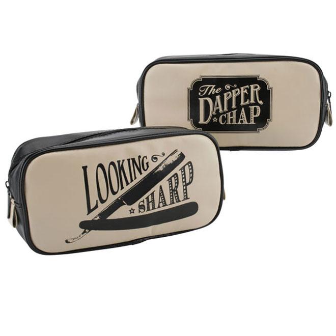 Men's Retro Black & Tan Travel Wash Bag