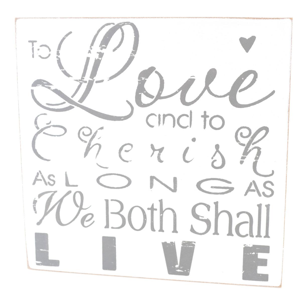 White Love and to Cherish Wood Freestanding Block