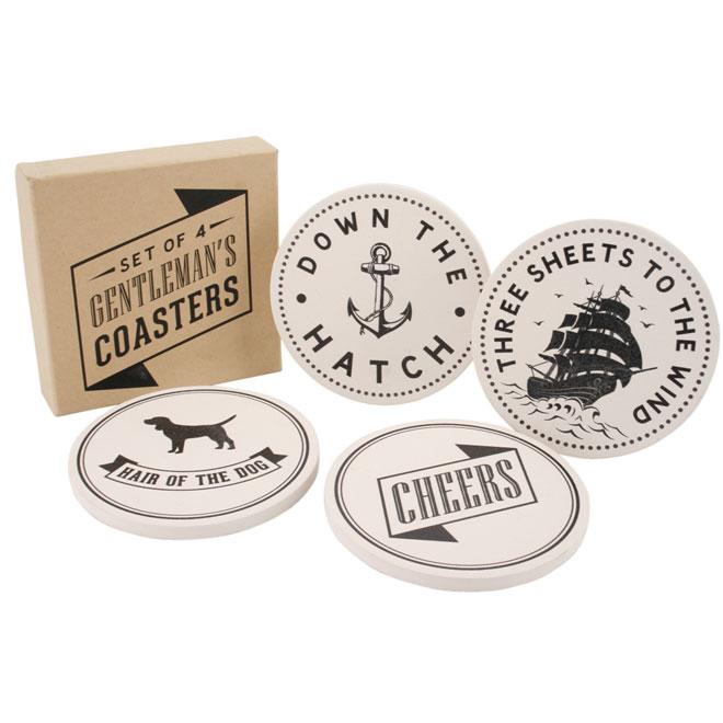 Cream & Black Gentleman's Stone Coasters Set
