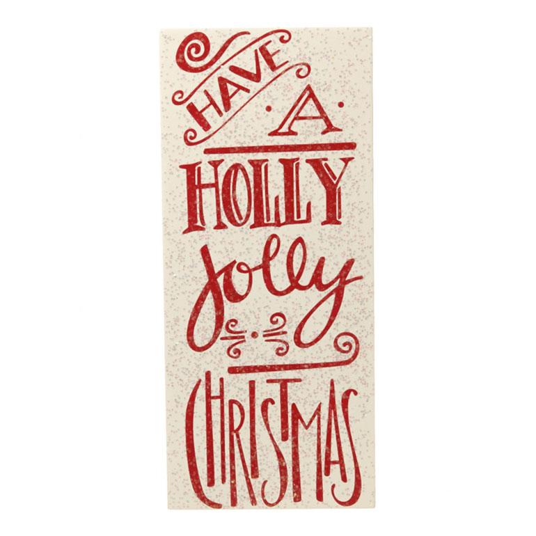 Have A Holly Jolly Christmas Red Glitter Block