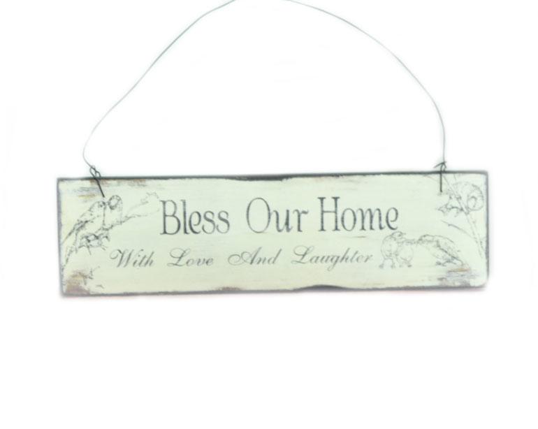 Small Bless Our Home Wooden Wall Plaque
