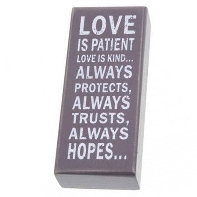 Love is Patient Wood Freestanding Block Plaque
