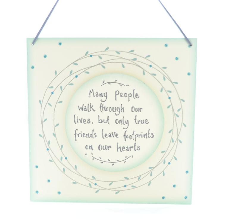 Wooden Hanging Wall Plaque Friends Leave Footprints