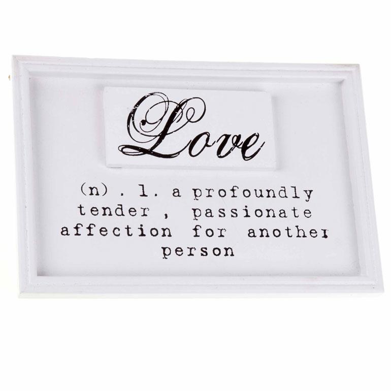 The Meaning of Love White Framed Wall Plaque
