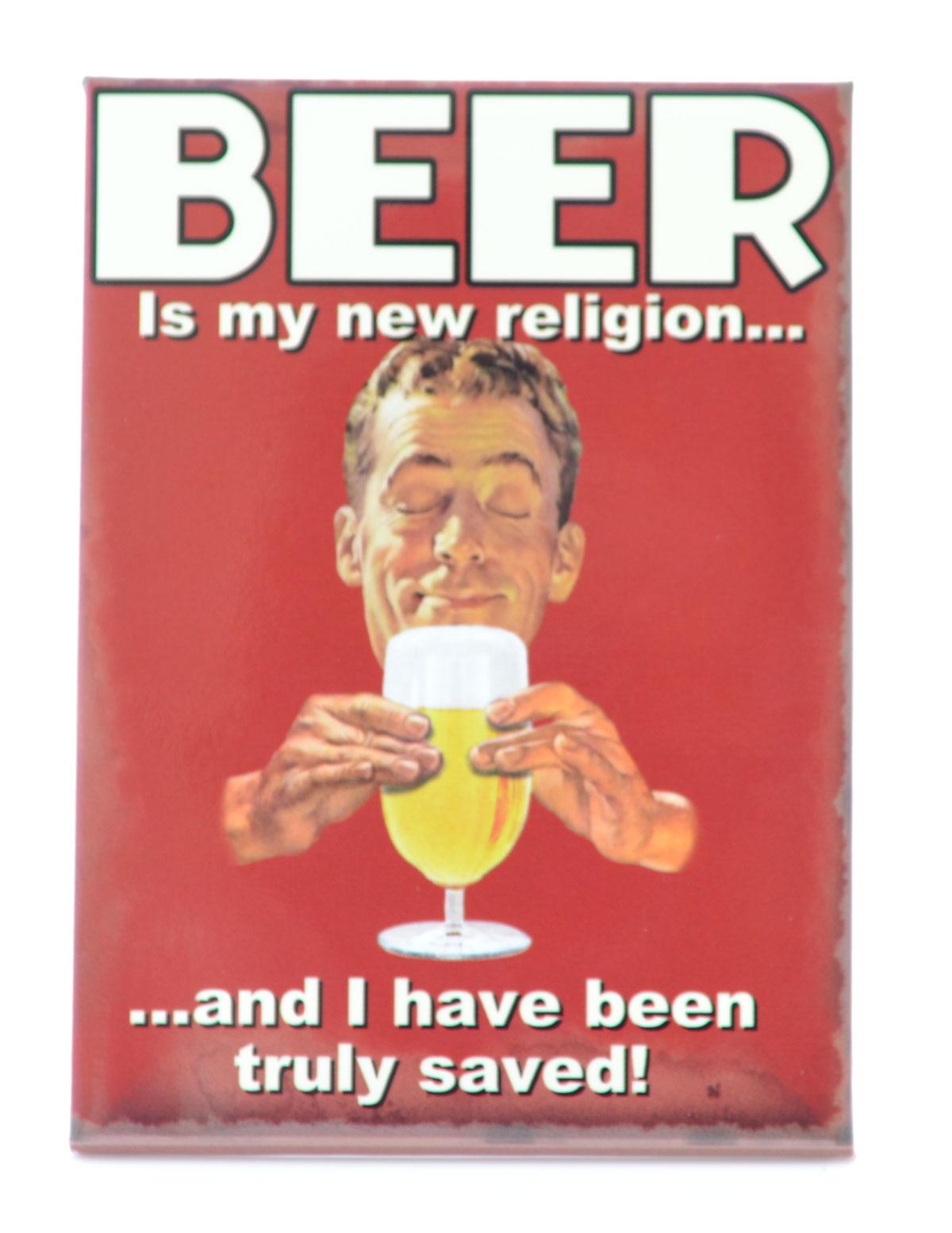 Beer My New Religion Funny Fridge Magnet