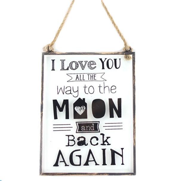 Love You To the Moon Metal & Glass Wall Plaque