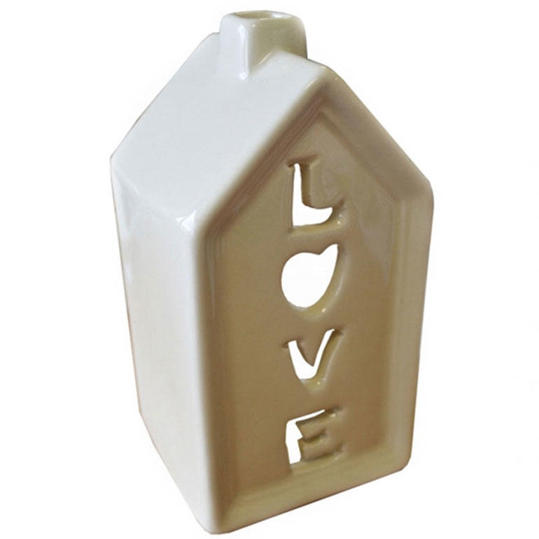 Cream Ceramic House Tea Light Candle Holder