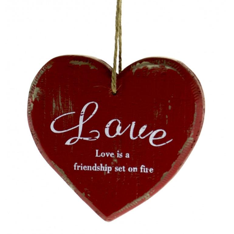 Large Chunky Rustic Red Hanging Love Heart