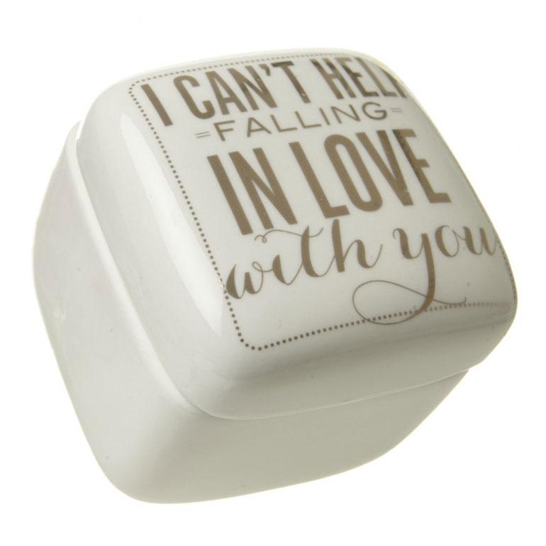 Cream Porcelain In Love With You Trinket Pot