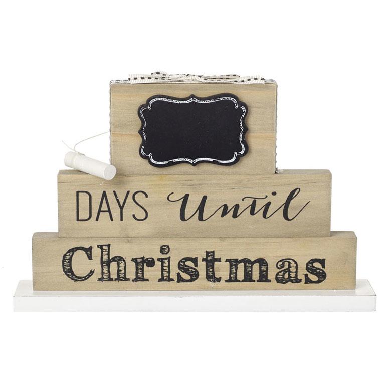 Rustic Countdown To Christmas Wood Block