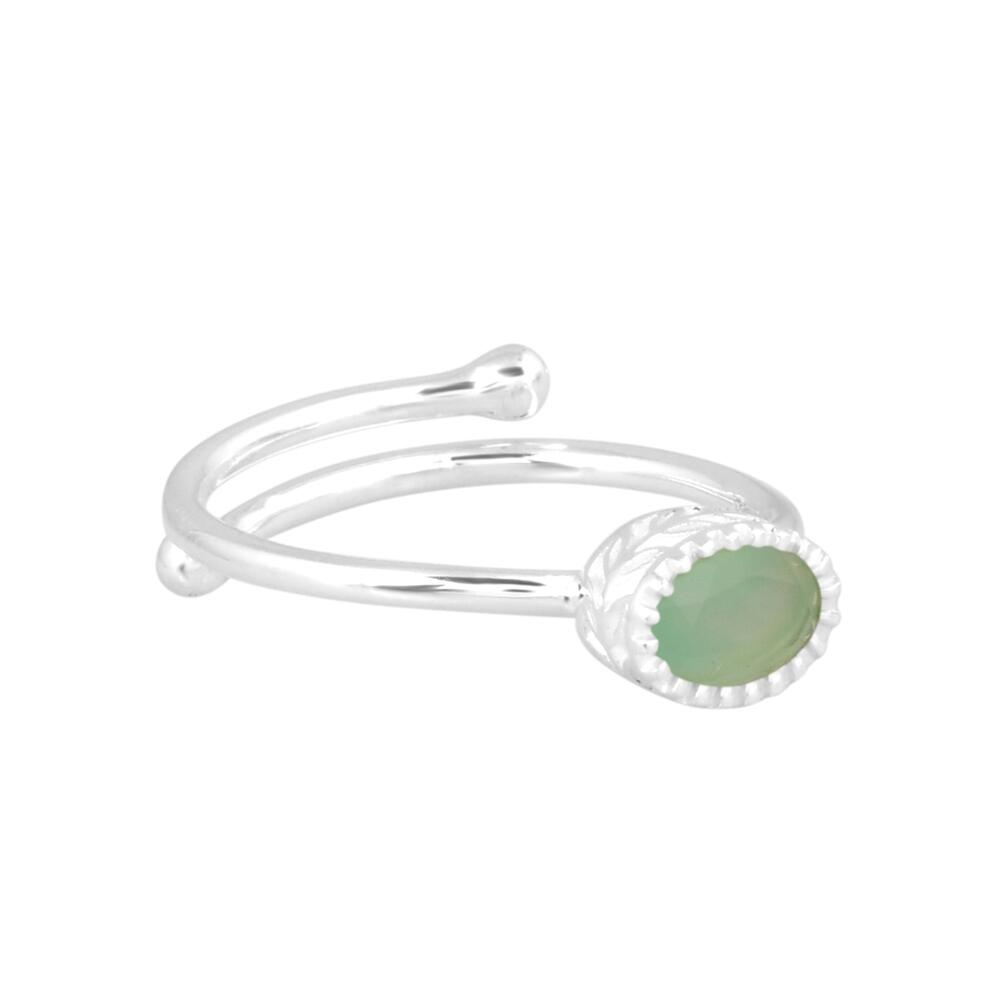 Image#3 Oval Faceted Chrysoprase Small Adjustable Ring