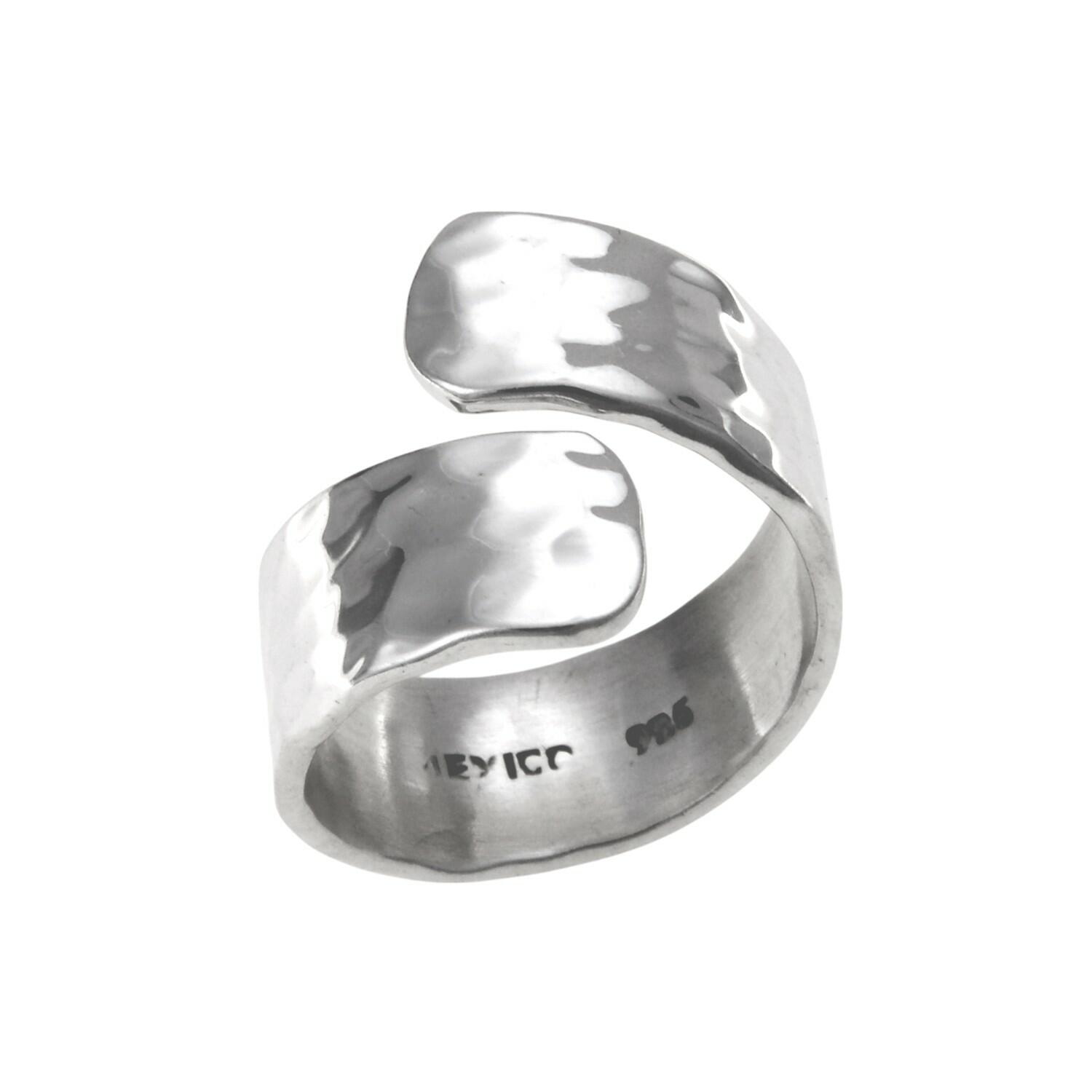 Image#1 17mm Wide, Open-Ended Hammered Ring - Size ADJ (M - R )