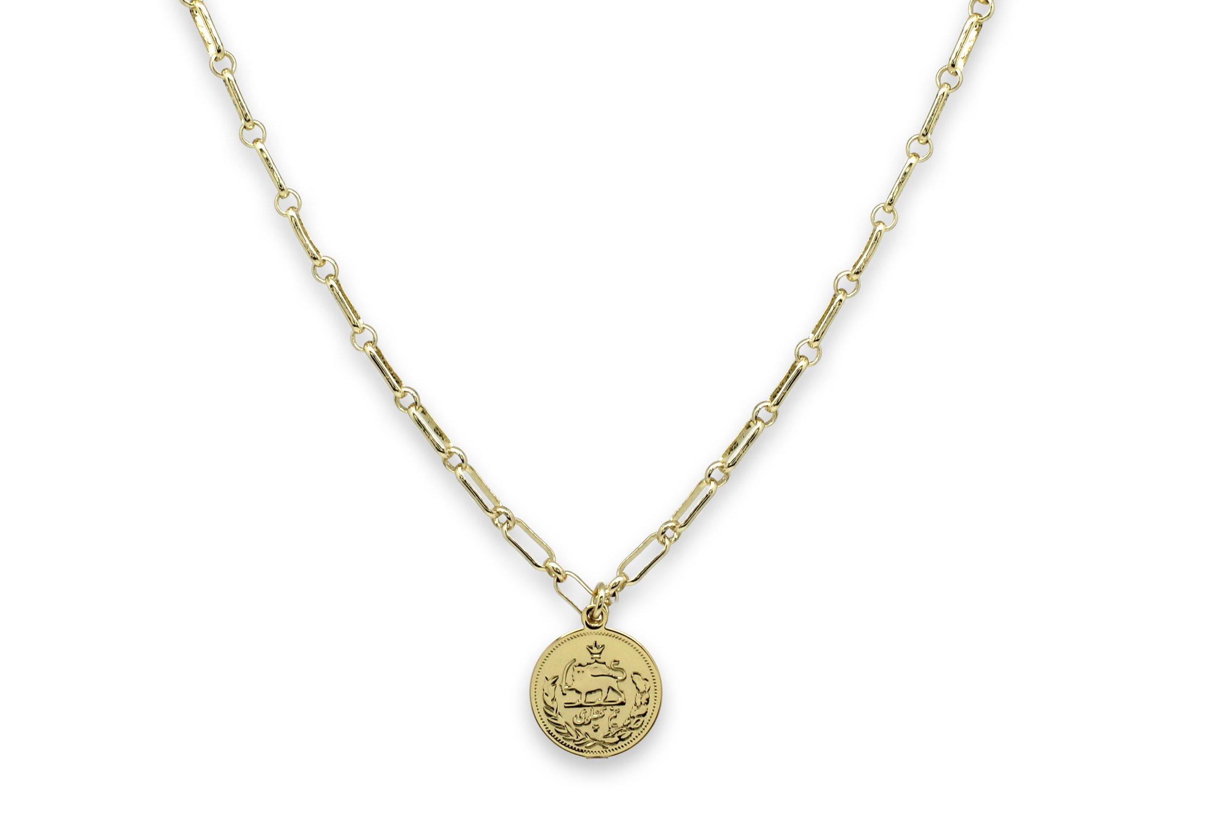 Image#1 Dewi Gold Cable Chain Necklace with Coin Pendant