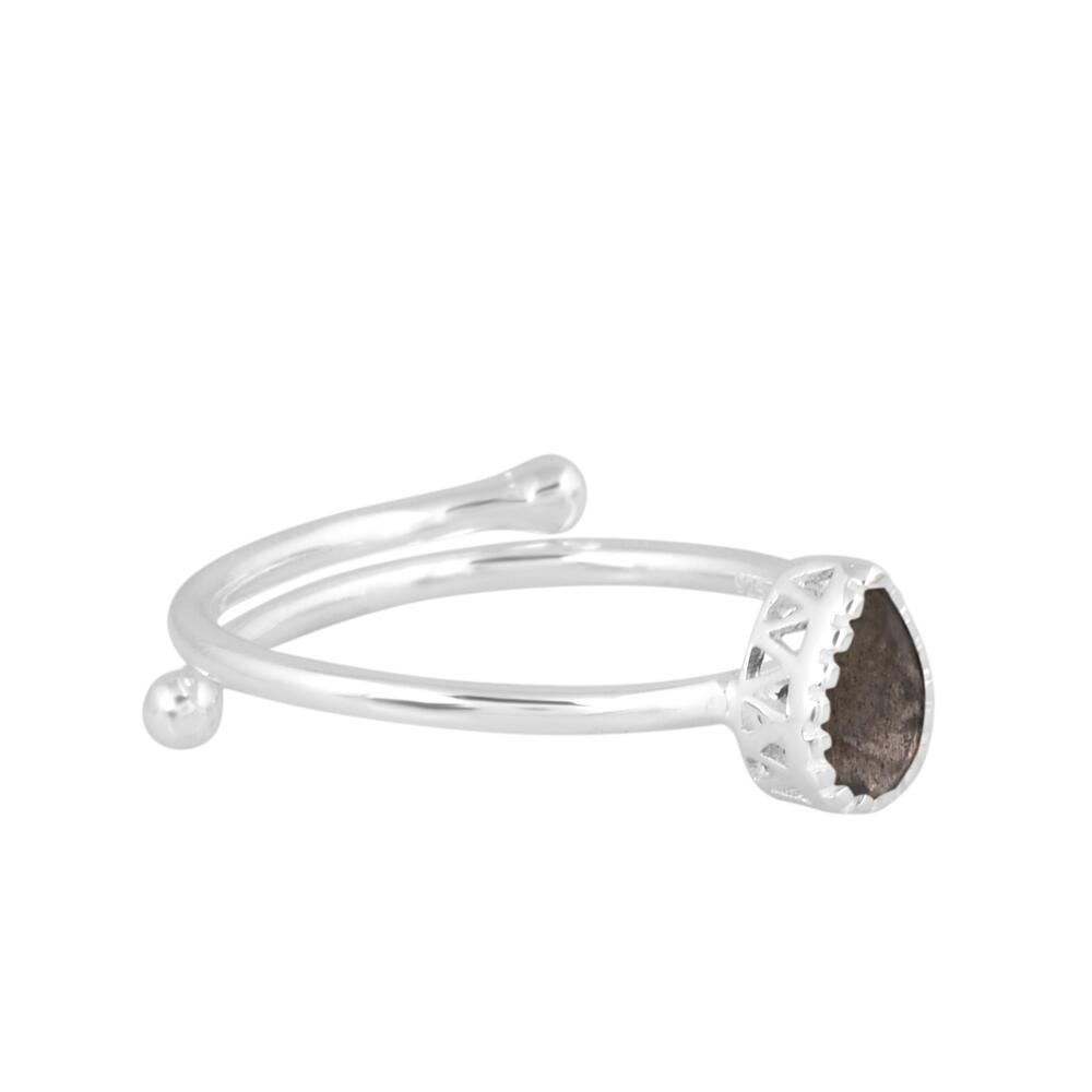 Image#3 Teardrop Faceted Labradorite Small Adjustable Ring