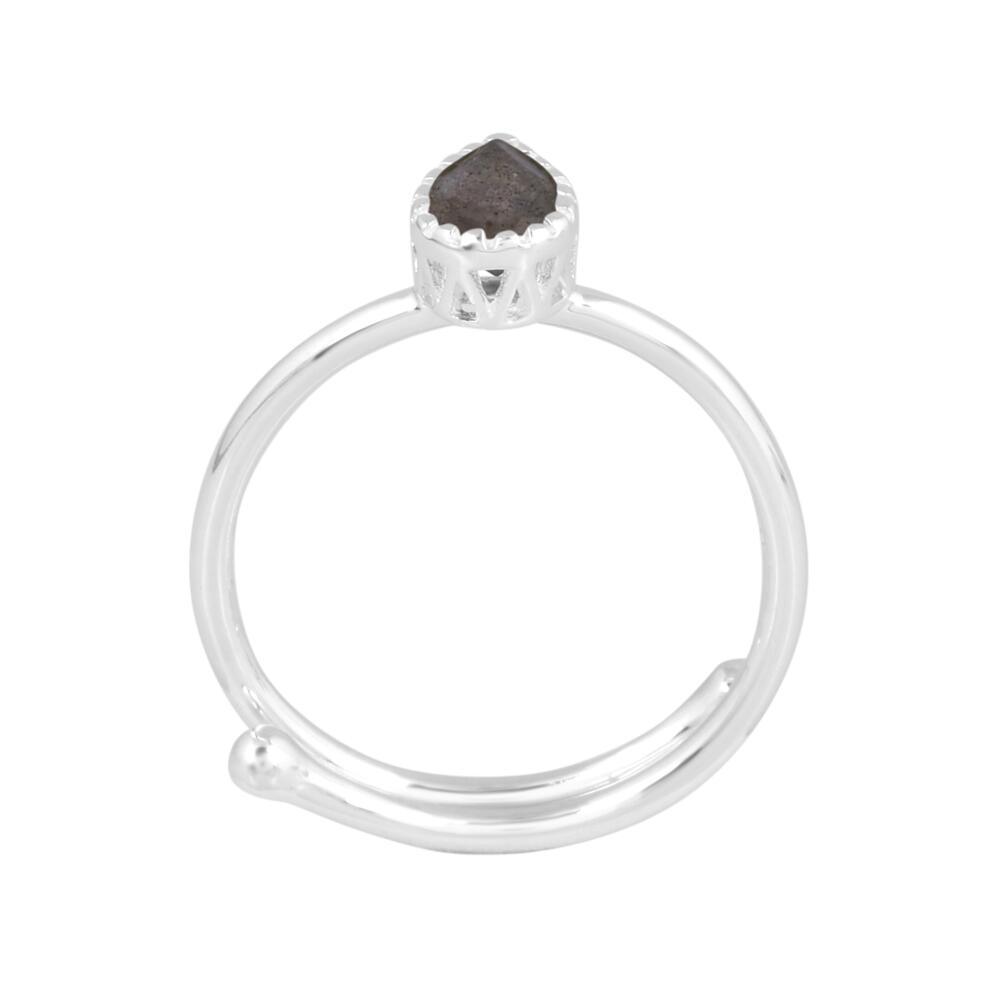 Image#2 Teardrop Faceted Labradorite Small Adjustable Ring
