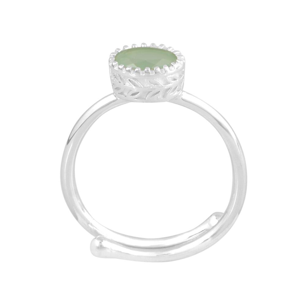 Image#2 Oval Faceted Chrysoprase Small Adjustable Ring