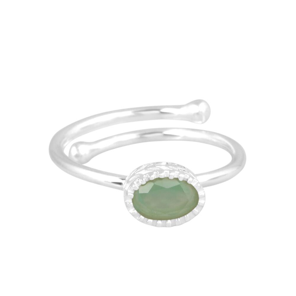 Image#1 Oval Faceted Chrysoprase Small Adjustable Ring