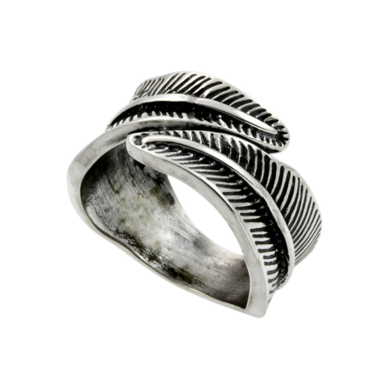 Image#1 12mm Wide Graduating All Way Round Oxidised Line-Detailed Ring - Size ADJ (K - V )