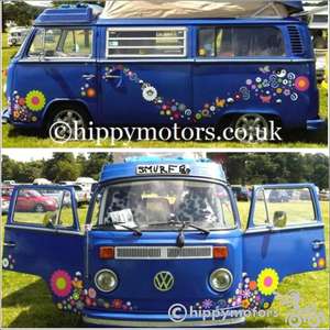 Flowers and butterfly decal kit on VW camper van