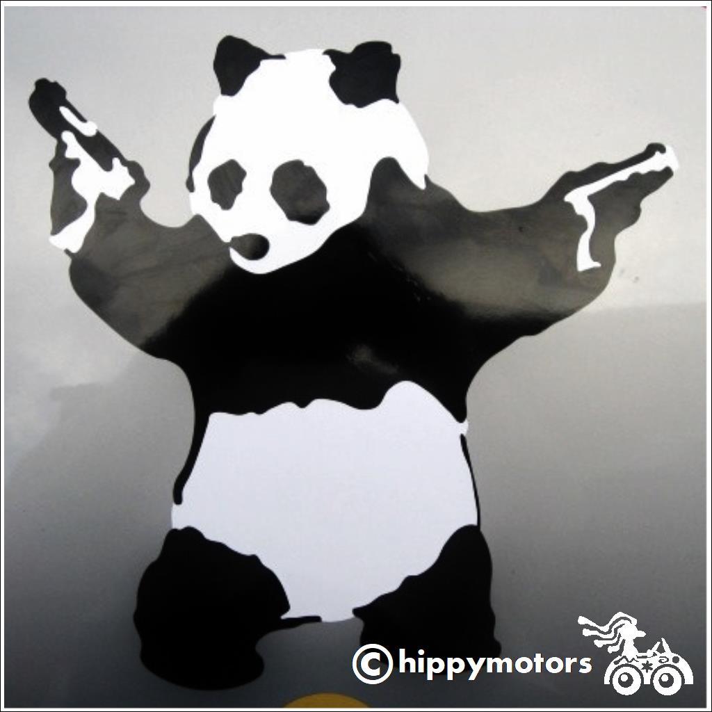 LARGE Banksy Panda with Guns Car/Window JDM VW EURO DUB Vinyl Decal Sticker