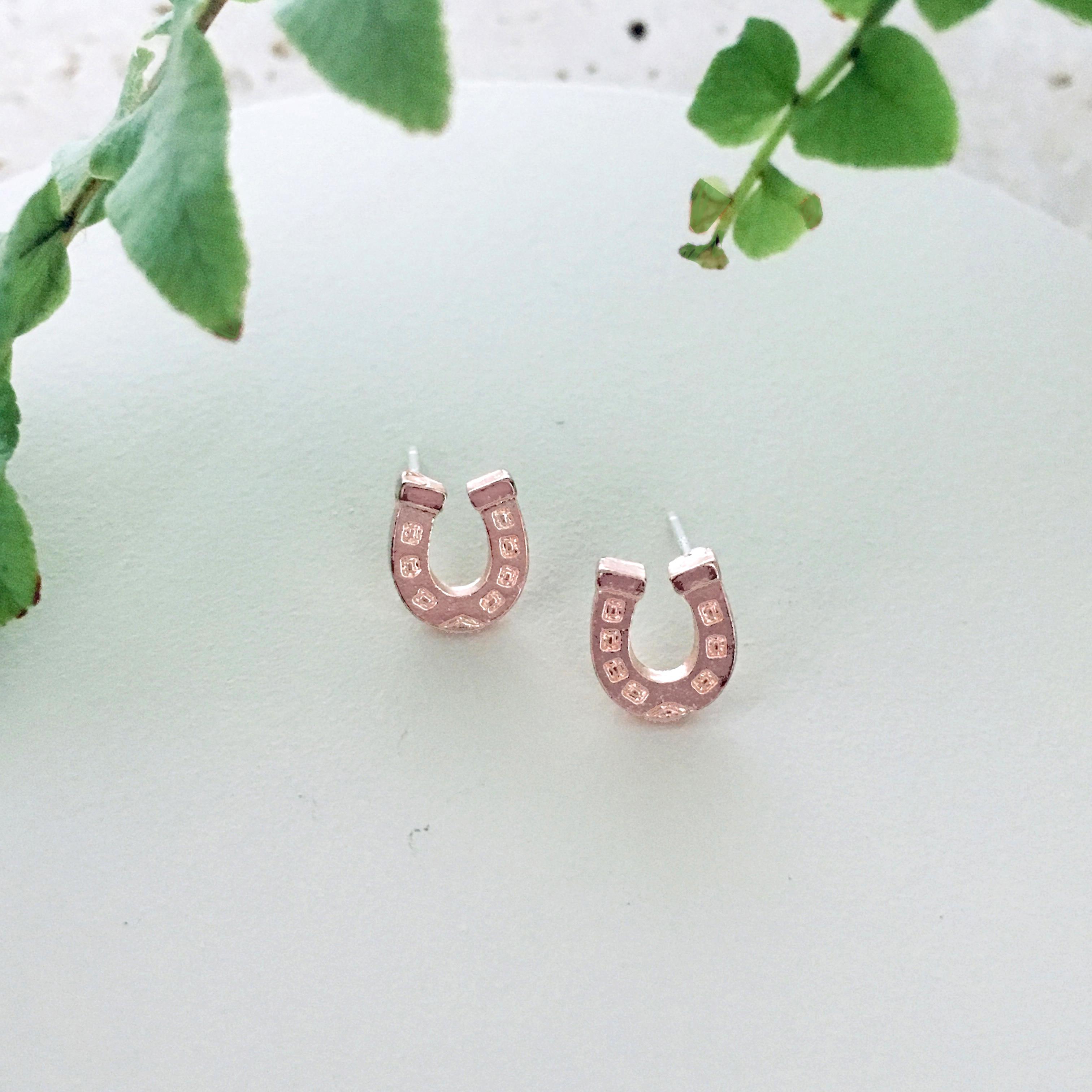 Menagerie - Rose Gold Lucky Horseshoe Stud Earrings
