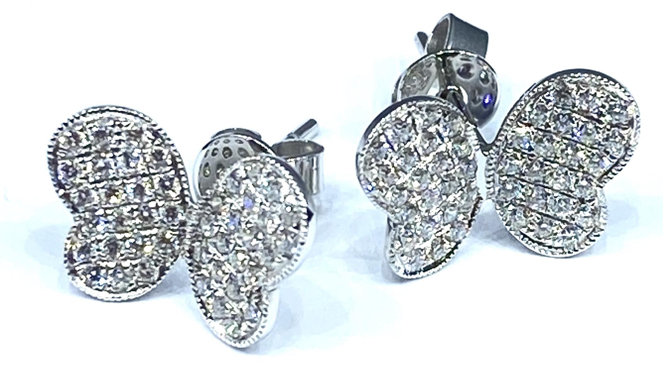 18ct white gold diamond butterfly stud earrings