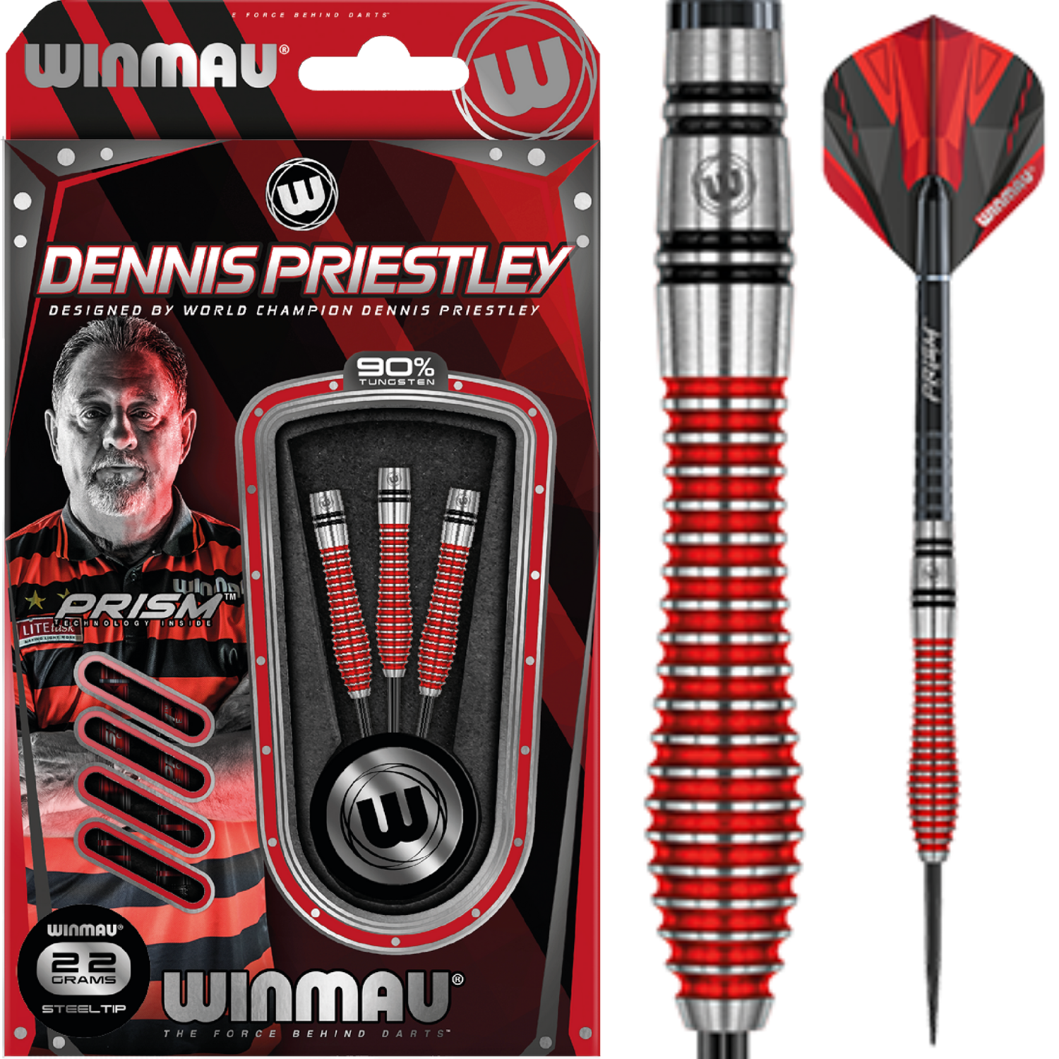 Winmau Darts Dartpfeile Dennis Priestley Special Edition 22g 24g Steel Dart 