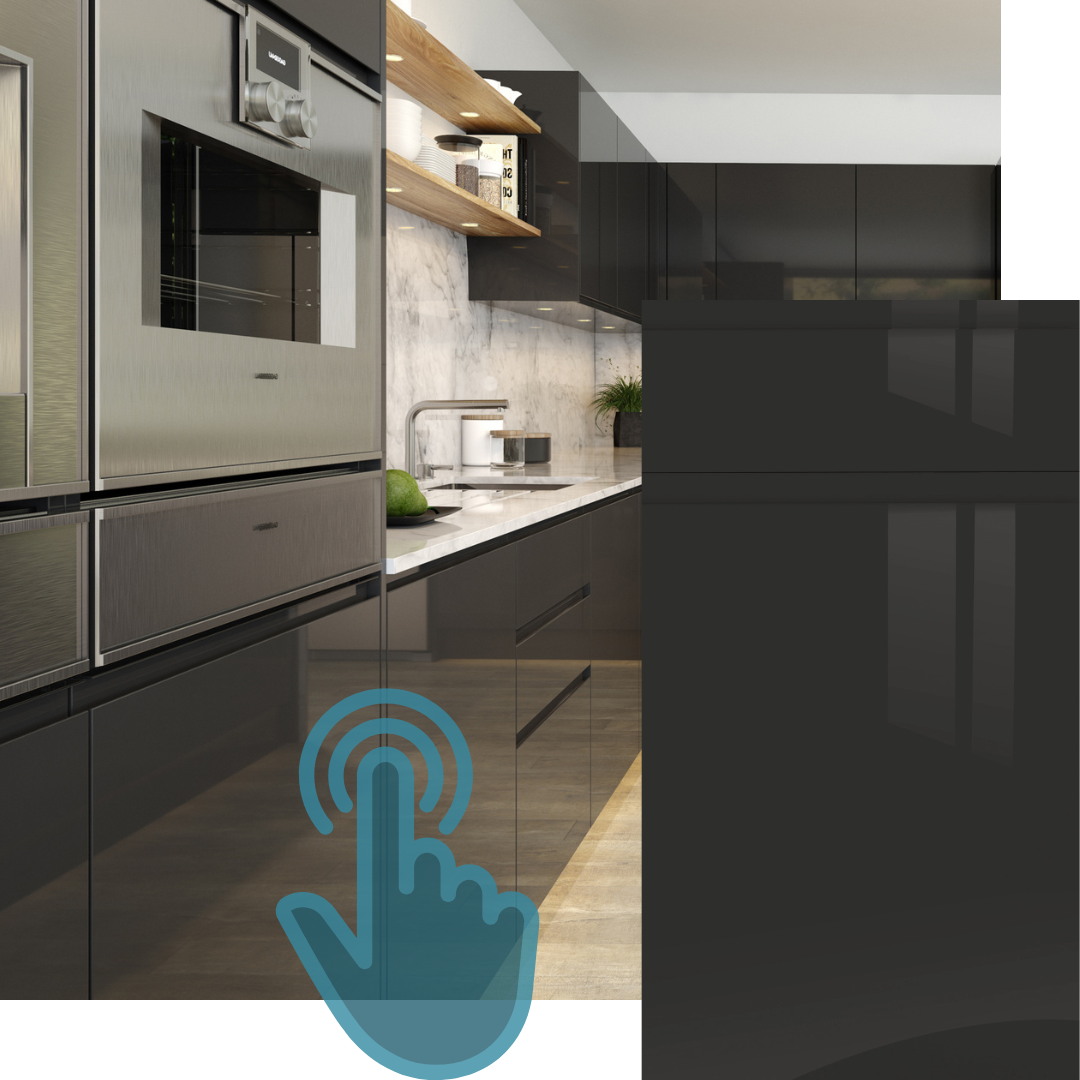EXAMPLE OF J-PULL SUPER GLOSS GRAPHITE KITCHEN