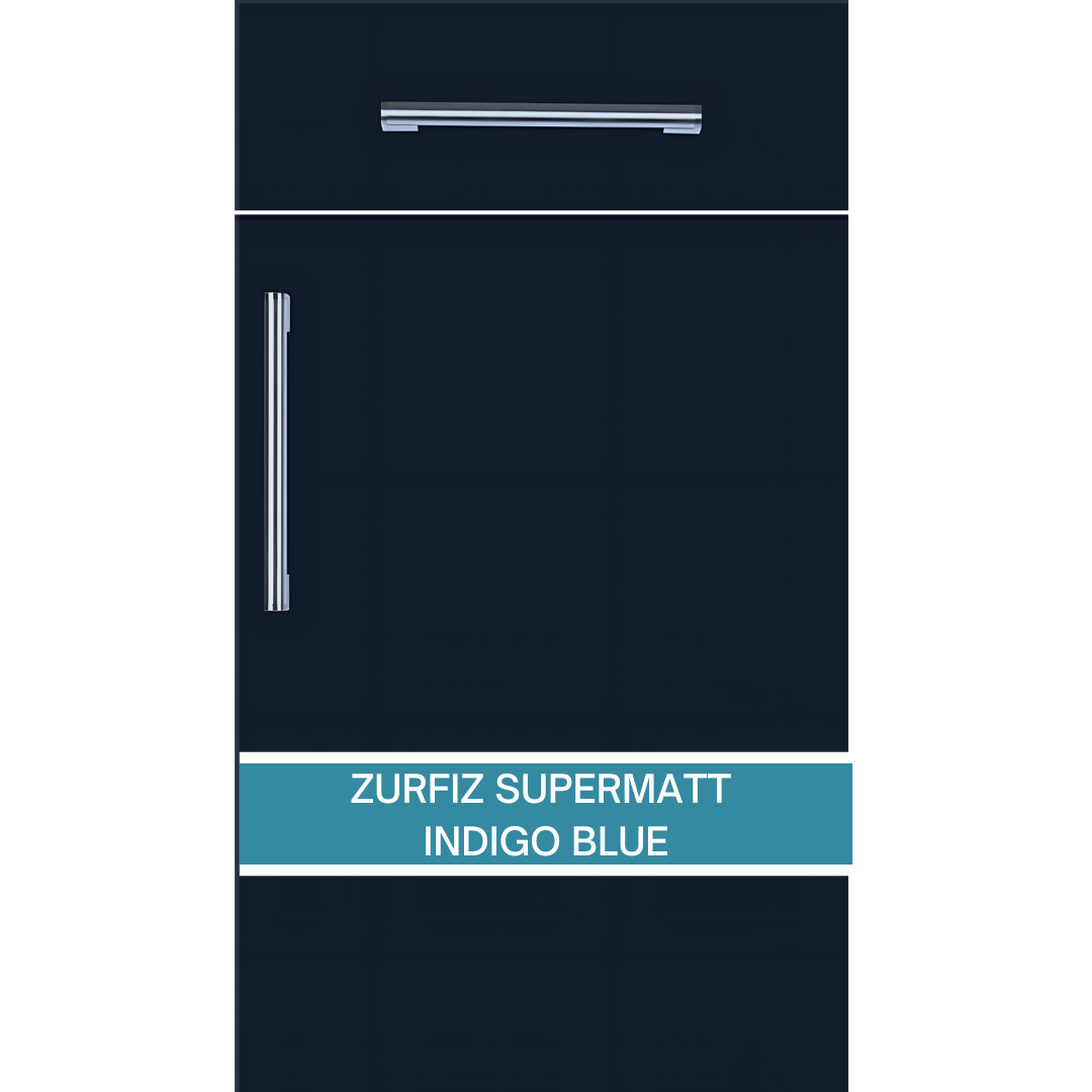 EXAMPLE OF A ZURFIZ SUPERMATT INDIGO BLUE KITCHEN