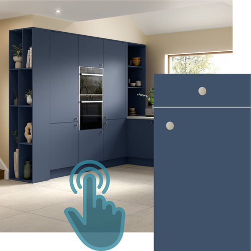 EXAMPLE OF AN ORA SUPER MATT BLUE CASHMERE KITCHEN