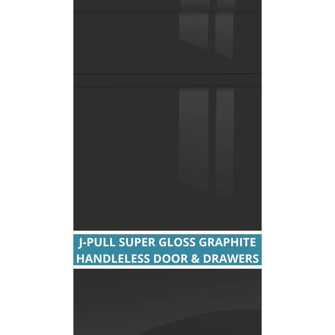 J-PULL SUPER GLOSS GRAPHITE CUPBOARD DOOR AND DRAWER FRONT