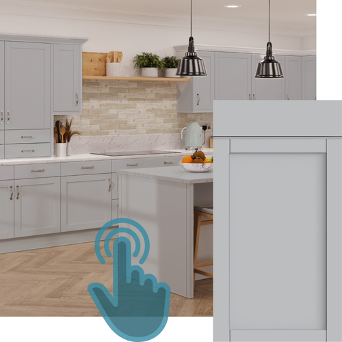 EXAMPLE OF AN WATERFORD SUPER MATT LIGHT GREY KITCHEN