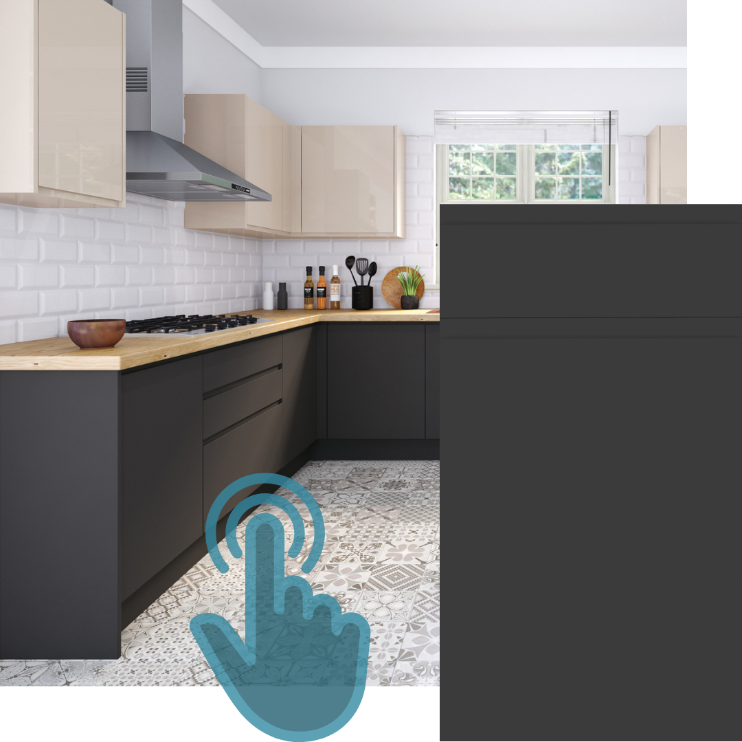EXAMPLE OF J-PULL SUPERMATT GRAPHITE KITCHEN