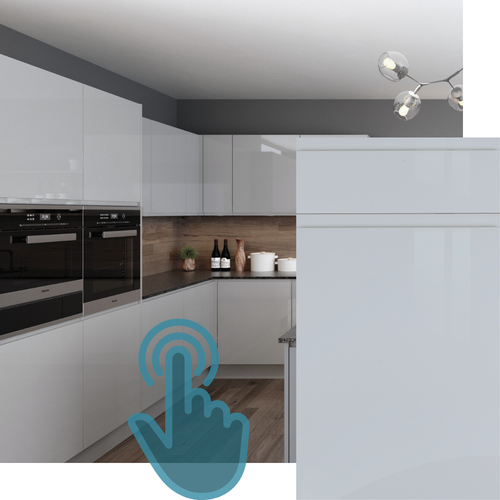 EXAMPLE OF J-PULL SUPER GLOSS LIGHT GREY KITCHEN